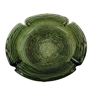 Vintage Ashtray Anchor Hocking Glass Soreno Mid Century Modern Avocado Green